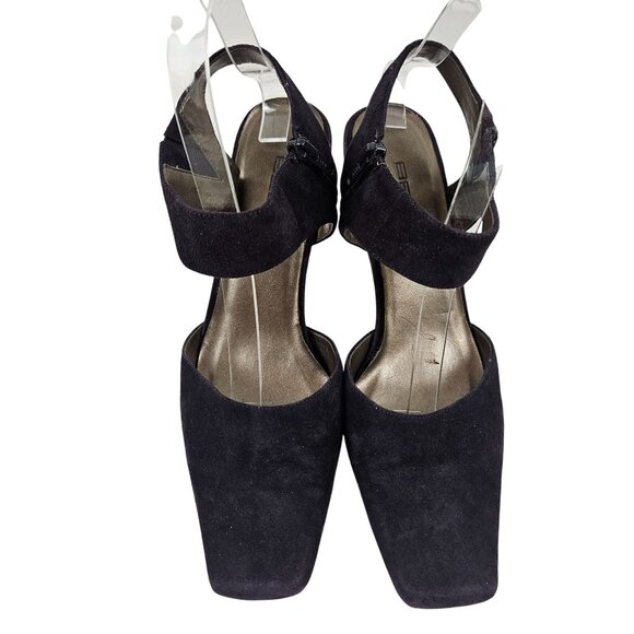 Bellini Heels Womens Size 8.5M Purple Suede Square Toe Ankle Strap Side Zipper - Picture 3 of 9